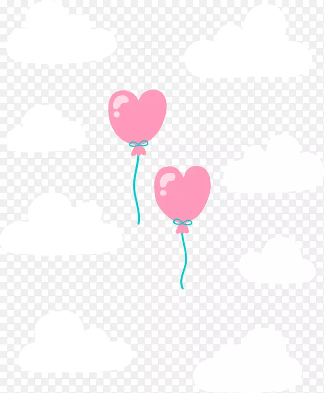 心脏夹艺术.卡通粉红手绘心脏气球