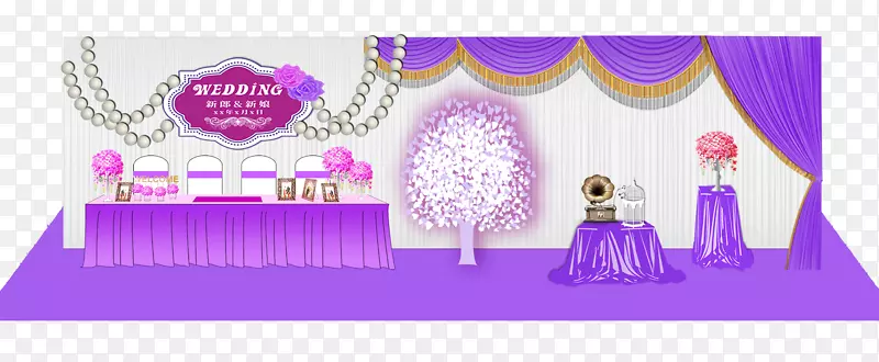 婚礼接待处紫色下载-紫色婚礼接待台安排