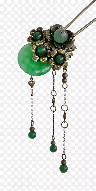 珠宝发夹图标-古董首饰图案珠宝创意，中式玉石发夹