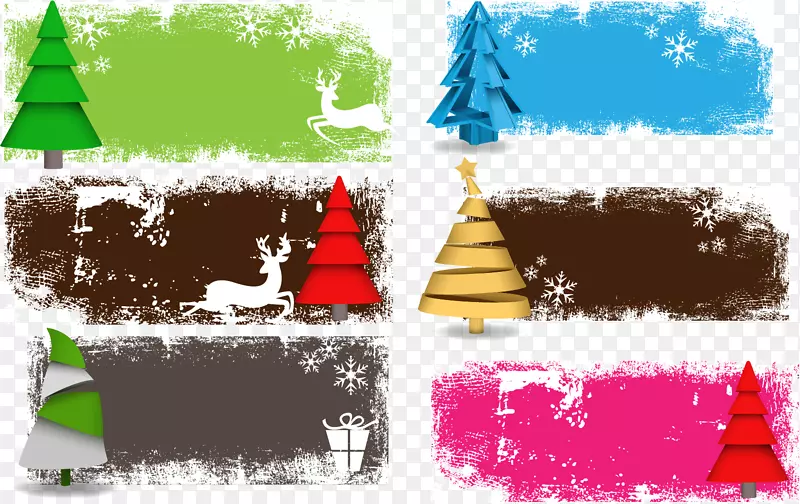 圣诞树横幅插图-圣诞横幅标签