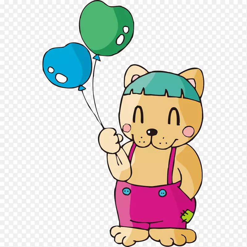 猫卡通气球插图-持有气球卡通猫