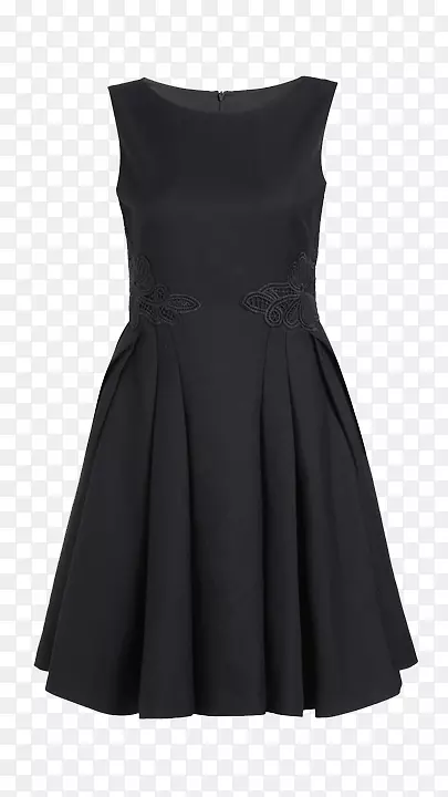 小黑裙肩袖-无袖连衣裙