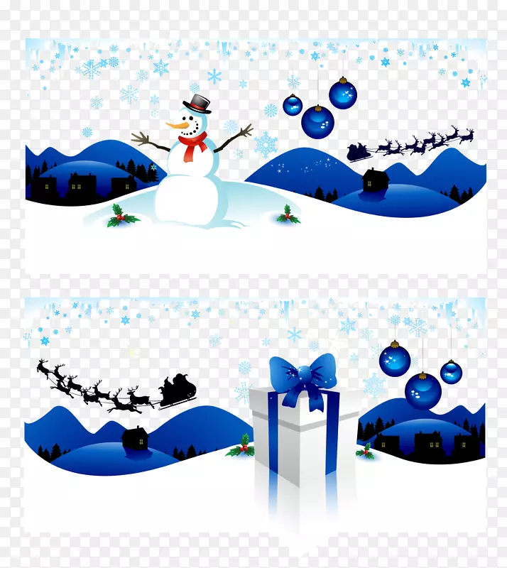 圣诞老人圣诞免费插画-可爱雪人