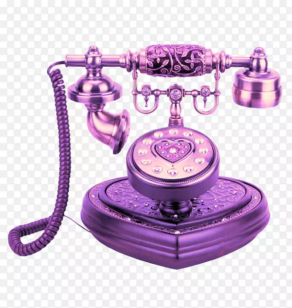 电话铃声系统剪辑艺术.紫色老式电话