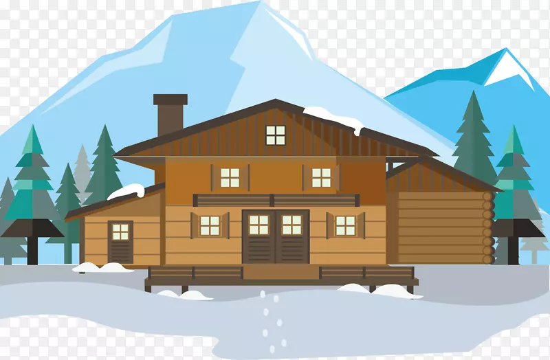 木屋小屋-一间覆盖着雪的小屋