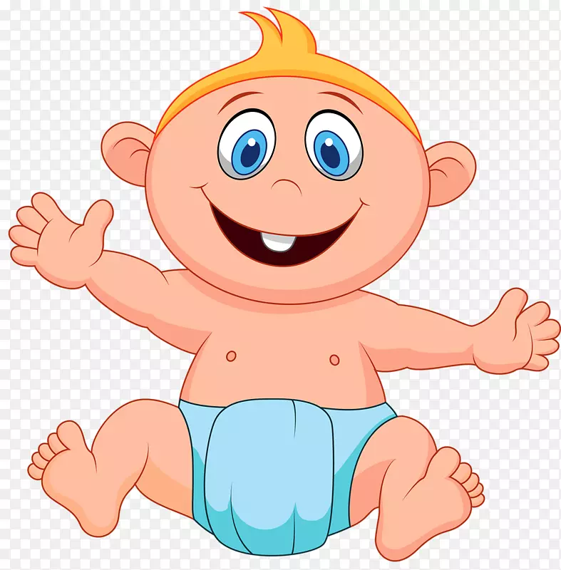 婴儿卡通插图-婴儿穿着尿布