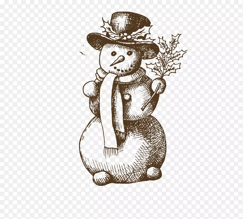雪人圣诞画手绘雪人