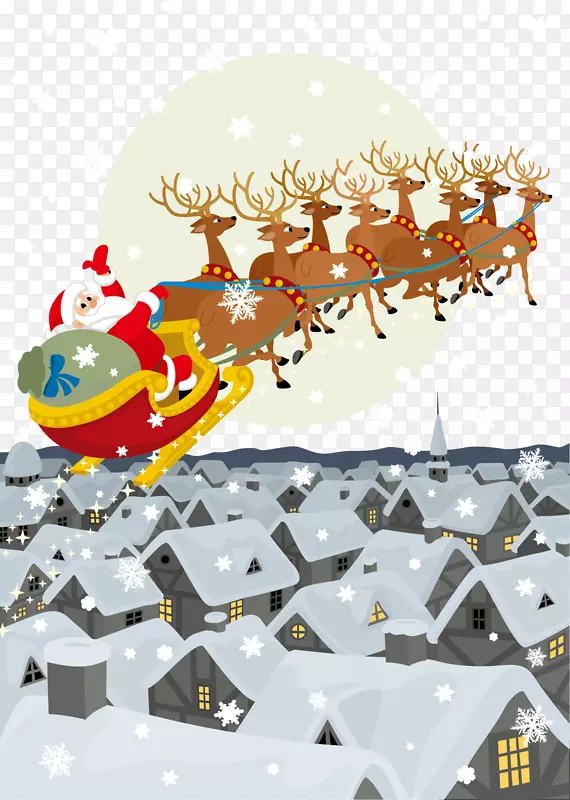 Pxe8re noxebl圣诞老人，驯鹿礼物，圣诞礼物-飞行的圣诞老人