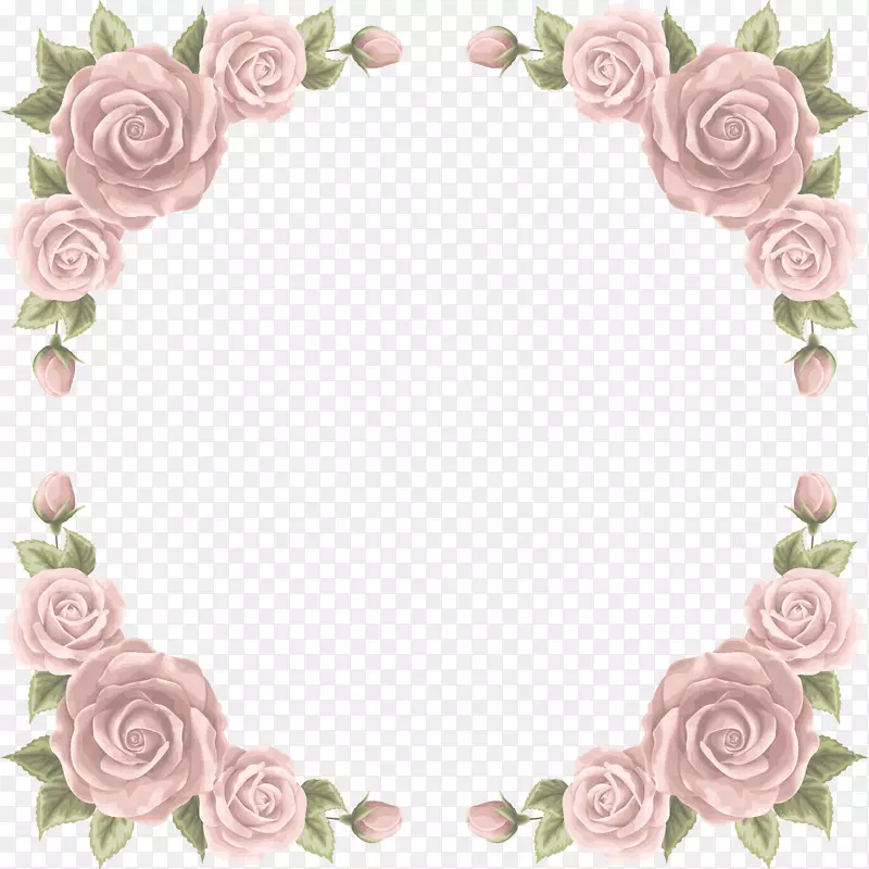 婚礼邀请函海滩玫瑰纸手绘玫瑰边框