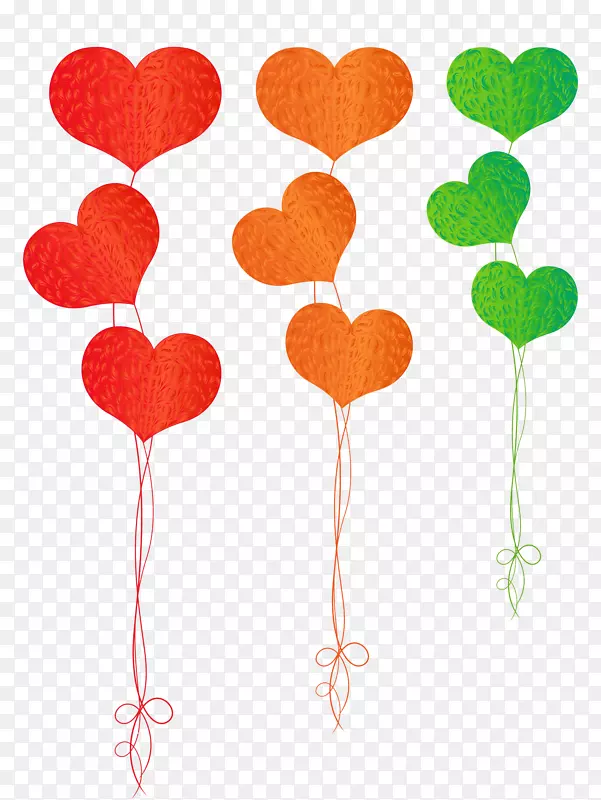 绘制玩具气球心图.彩色心脏气球插图
