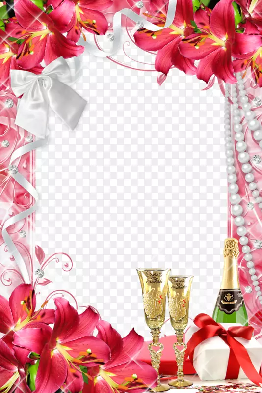 个性化婚礼生日-玫瑰珍珠框架