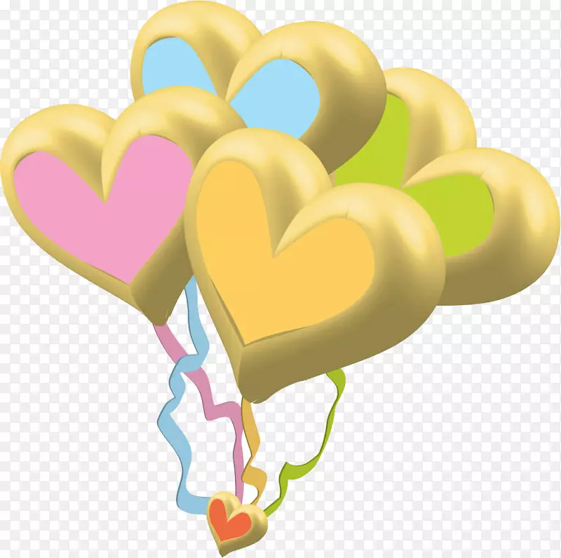 摄影版税-免费气球插图.彩色心脏气球插图