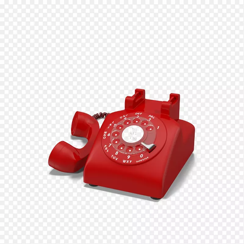 电话转盘移动电话-红色旋转电话