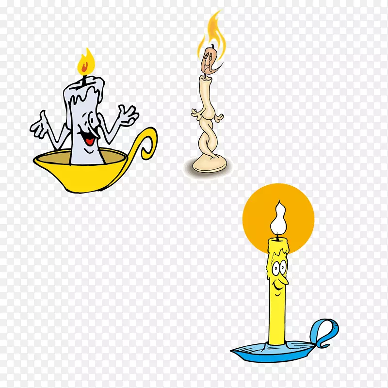 卡通黄色娱乐插图.卡通蜡烛材料