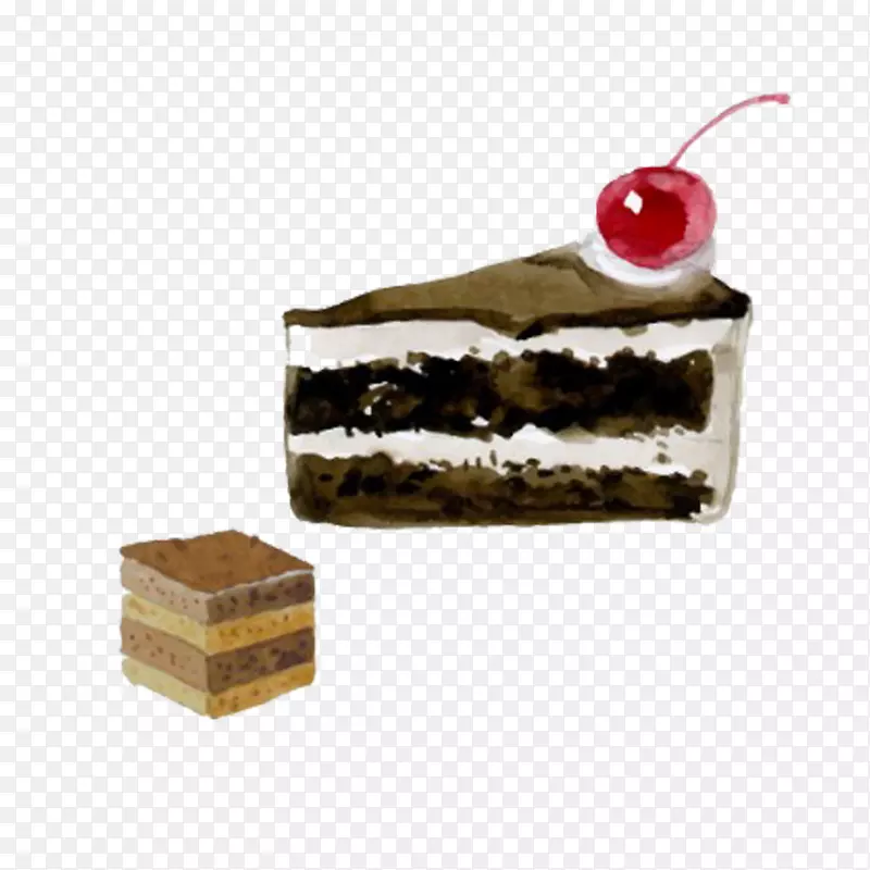 牛角面包糕点蛋糕糕点.巧克力甜点的手绘插图