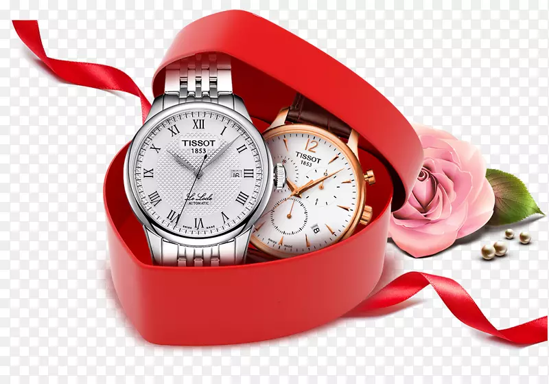 横幅海报广告-红爱礼品盒手表装饰图案