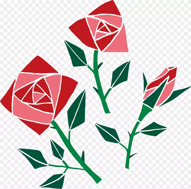 海滩玫瑰艺术剪贴画-红玫瑰艺术装饰