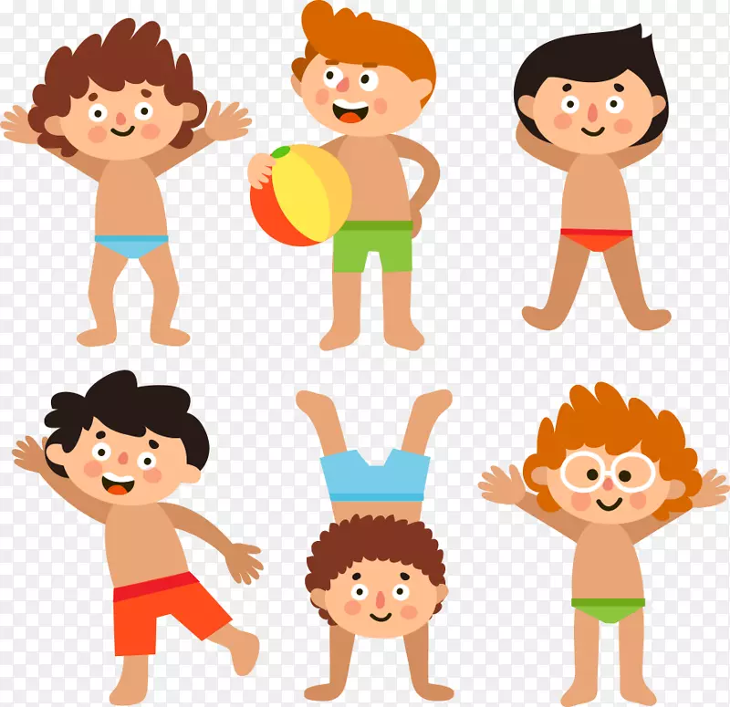 泳装儿童绘画短裤-可爱卡通男孩
