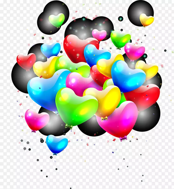 气球心形图.浮动彩色气球材料