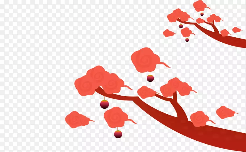 农历新年灯节传统节日舞狮-红玫瑰装饰图案