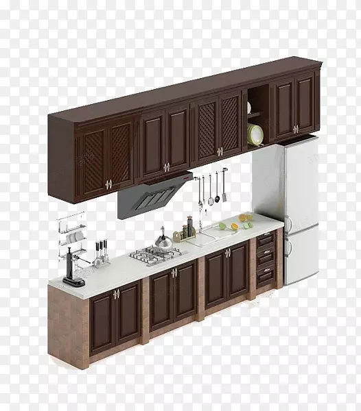 厨房橱柜冰箱-厨房橱柜模型