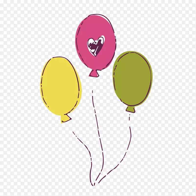 气球水彩画图卡通风格气球