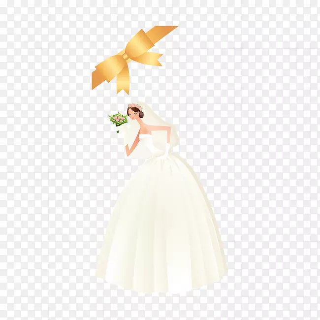 婚纱黄色花瓣礼服-婚礼