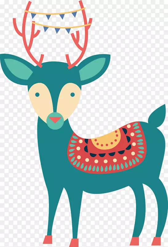 驯鹿剪贴画-创意手绘鹿