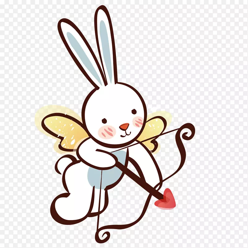 卡通七夕情人节情侣丘比特-一只有爱心的兔子