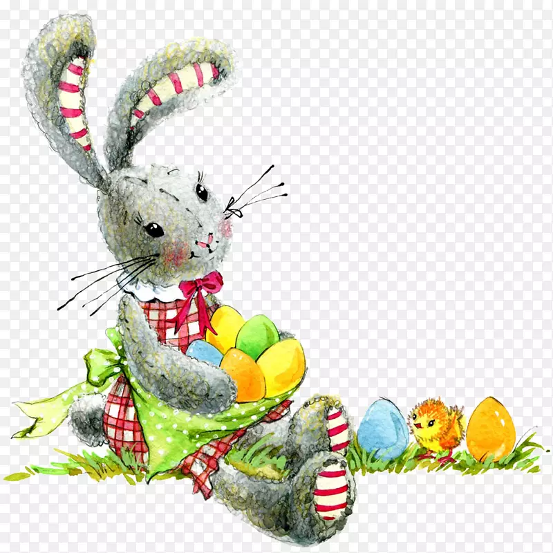 复活节兔子复活节蛋糕垫扔枕头-兔子坐在发呆
