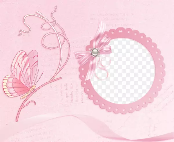 插图-蝴蝶图案粉红色花边