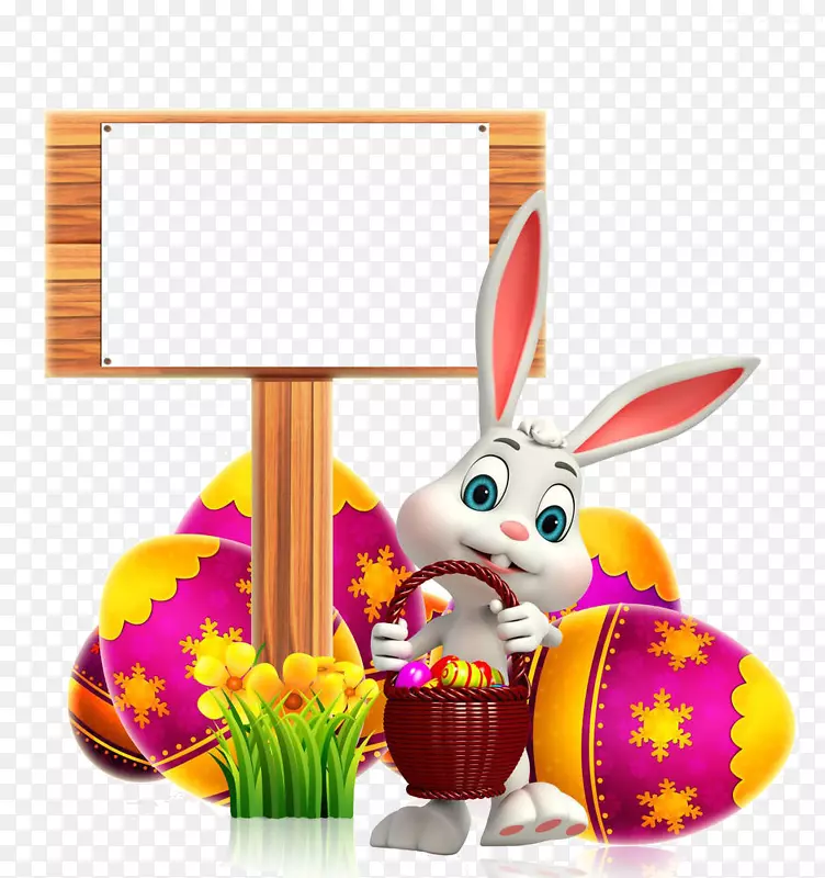 复活节兔子复活节彩蛋-卡通兔子颜色材料