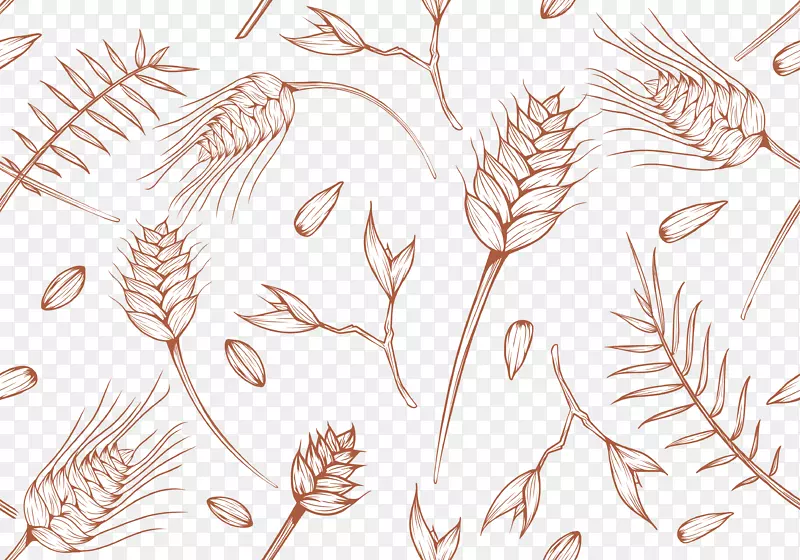 草线艺术素描-清新美丽的手绘小麦粒背景纹理