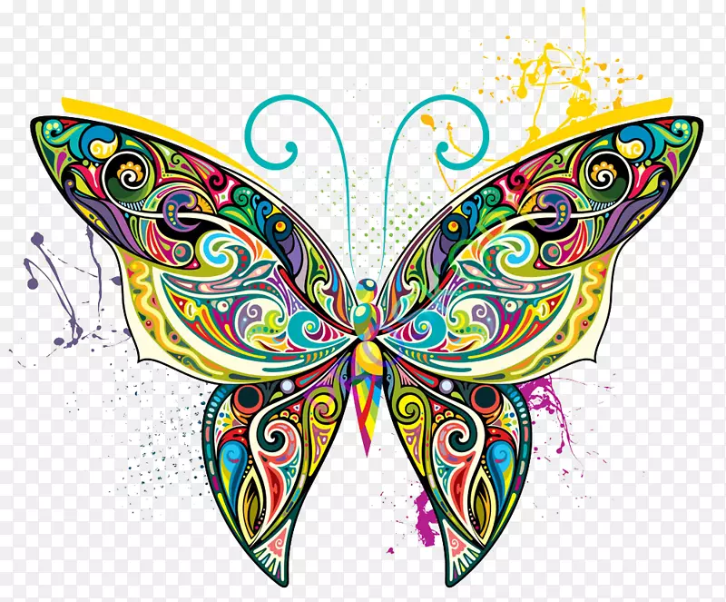 蝴蝶艺术插图-彩色蝴蝶