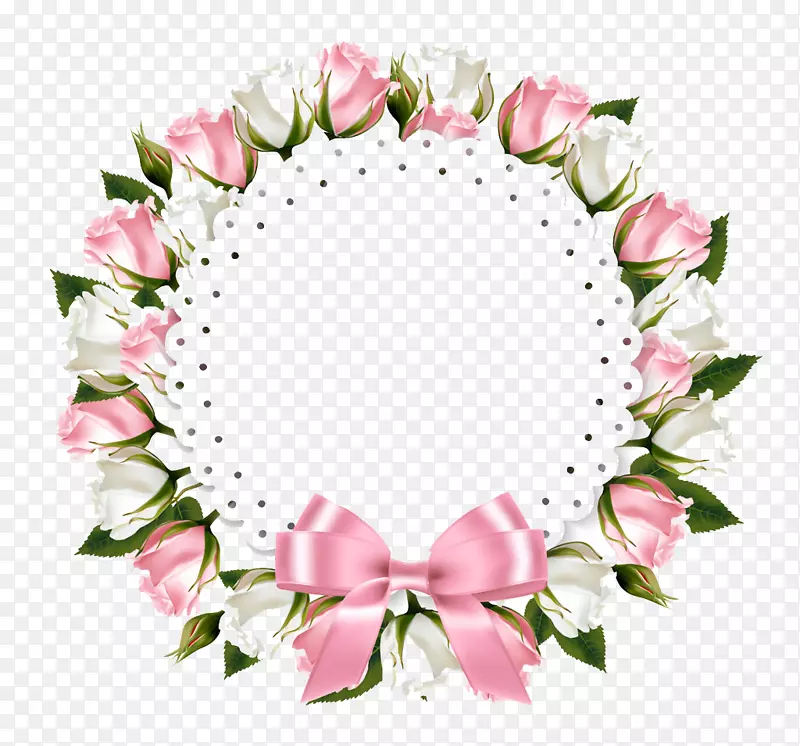 花粉色玫瑰插图-美丽的花环