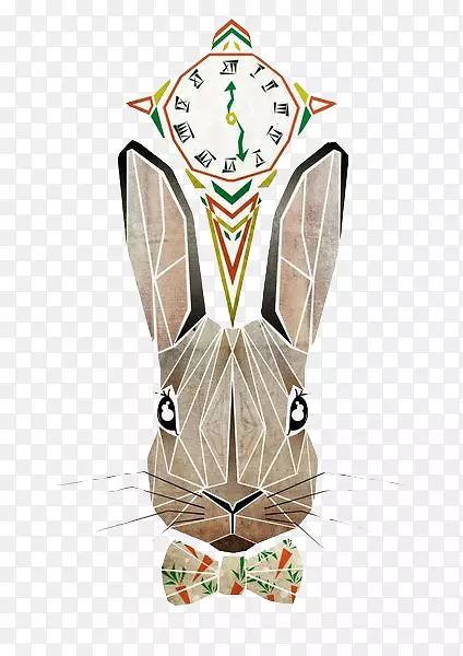 兔子艺术绘画几何图形.手表和兔子