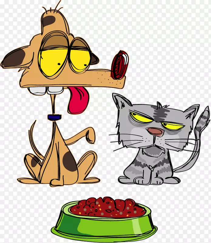 猫狗猫卡通-画宠物猫和狗