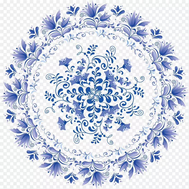 平板装饰时尚蓝白色陶器.圆盘底座的装饰设计