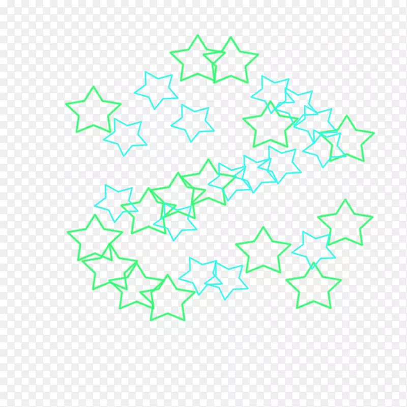 绿叶面积剪贴画-五点星型绿光效果