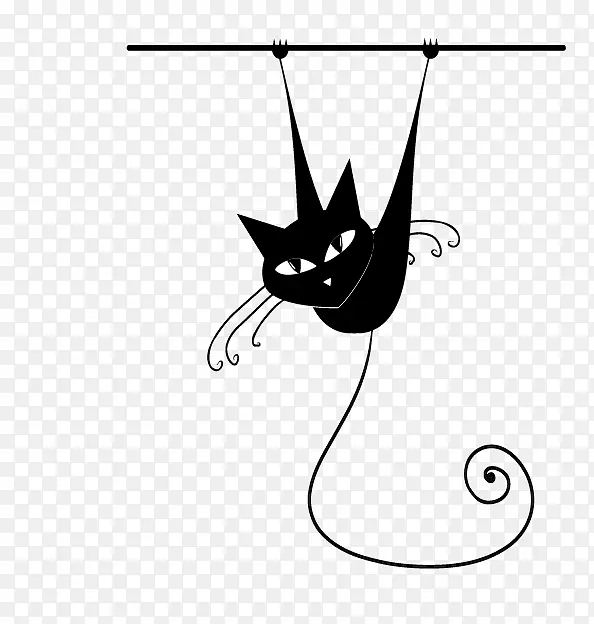 黑猫剪影黑猫挂栏杆