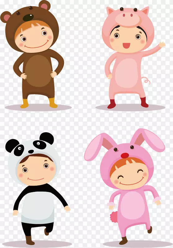 大熊猫化装儿童插图-创意可爱卡通