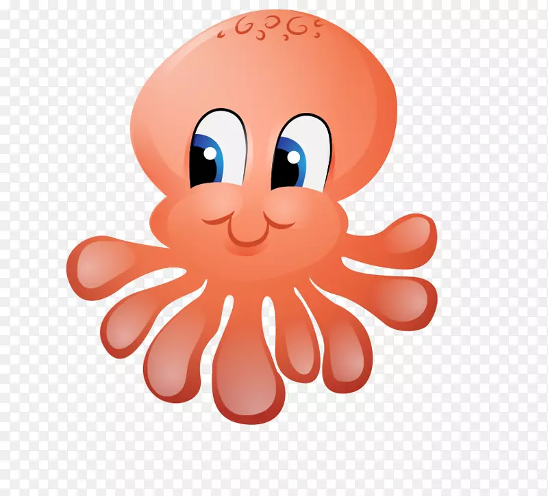 章鱼卡通画-可爱的卡通画橙色章鱼