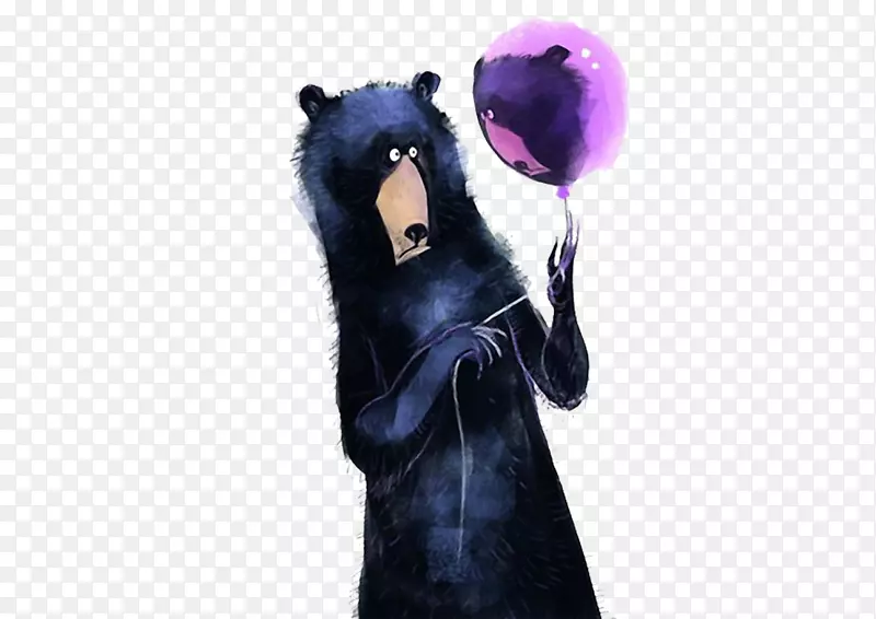 熊画家绘画艺术插图卡通黑熊