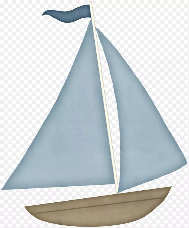 帆船剪贴画-蓝色卡通帆船