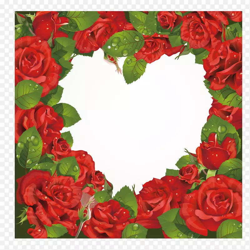 情人节玫瑰红夹子艺术-玫瑰装饰框架