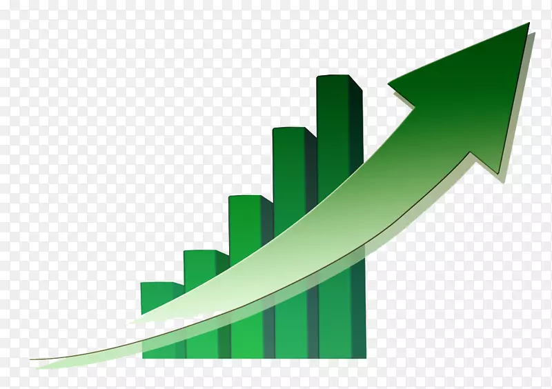 商业统计平均经济统计-绿色上升柱状图和箭头图像