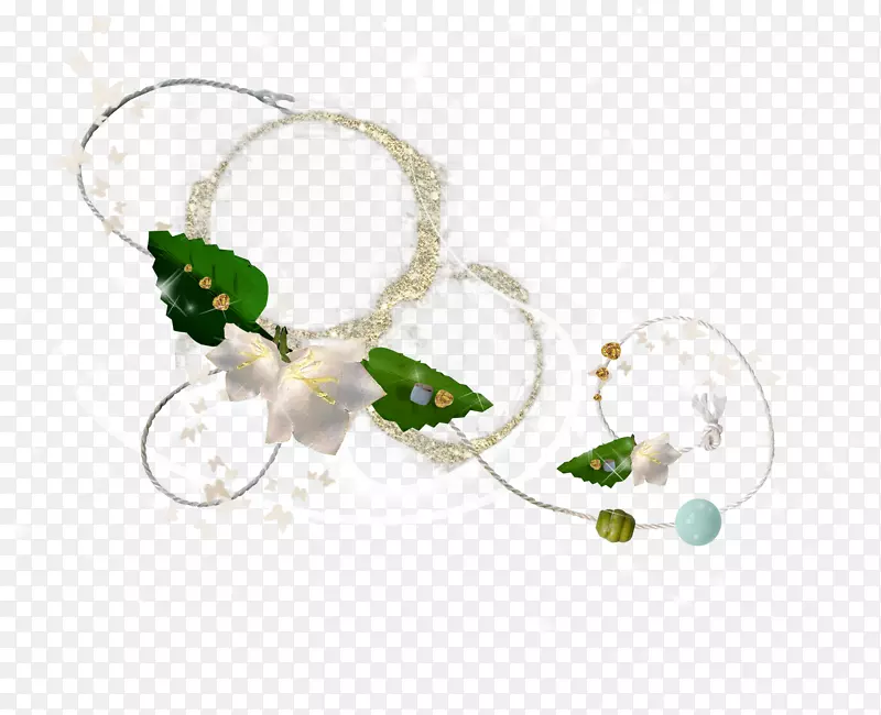 叶绿色插图-美丽的装饰戒指
