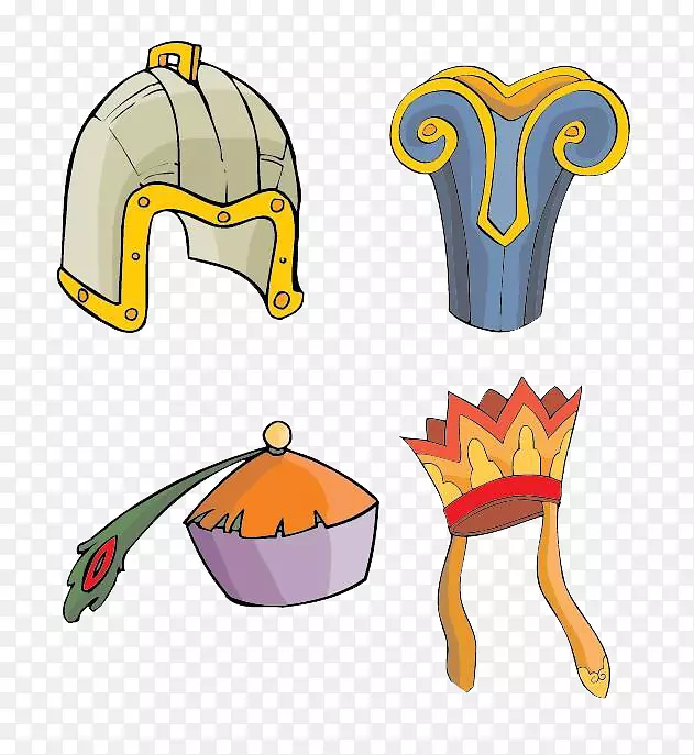 帽子动画剪贴画-古代不同风格的帽子