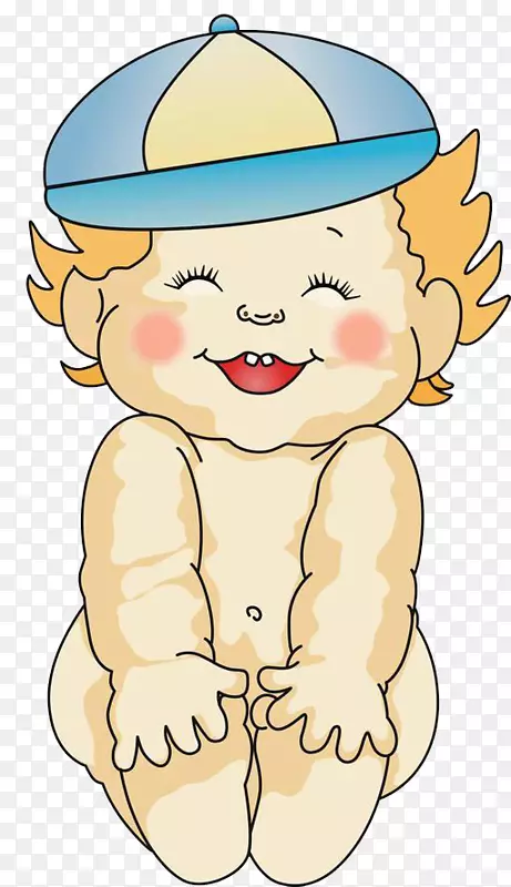 婴儿笑声儿童插图-蓝色帽子婴儿笑