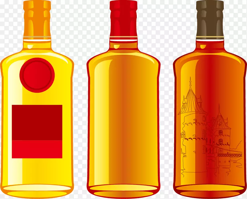 苏格兰威士忌蒸馏饮料爱尔兰威士忌剪辑艺术三瓶葡萄酒